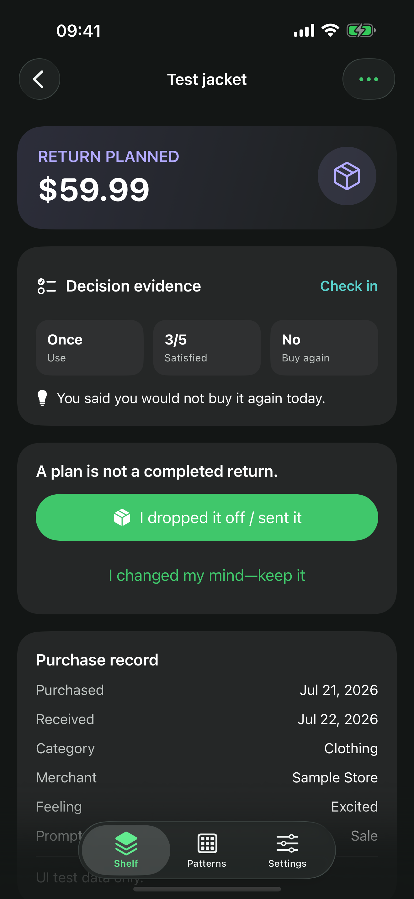 KeepCheck return workflow waiting for drop-off and refund confirmation
